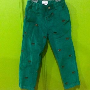 Corduroy green pant with brown bear 🐻 prints
